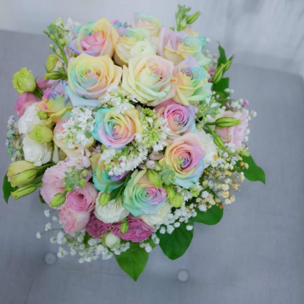 Rainbow Rose And Pink Hydrangea Bouquet | Hahahaflorist Hong Kong